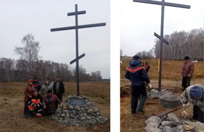 Поклонный крест по инициативе жителей установлен в поселке Высокая Грива Тогучинского района